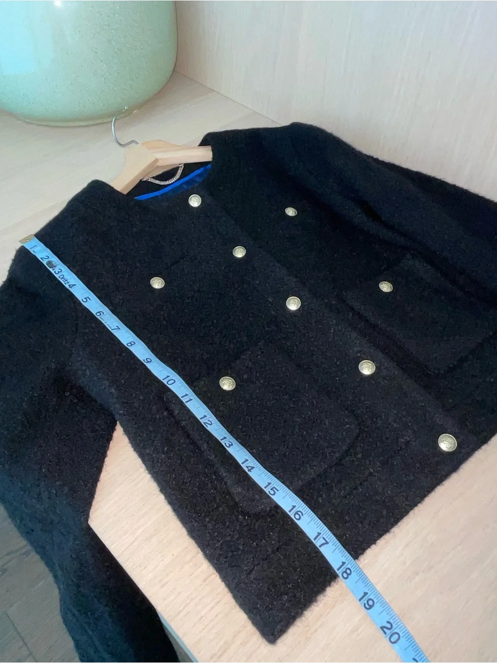 J. Crew Lady  Black Tweed Cropped Button Jacket with Gold Buttons